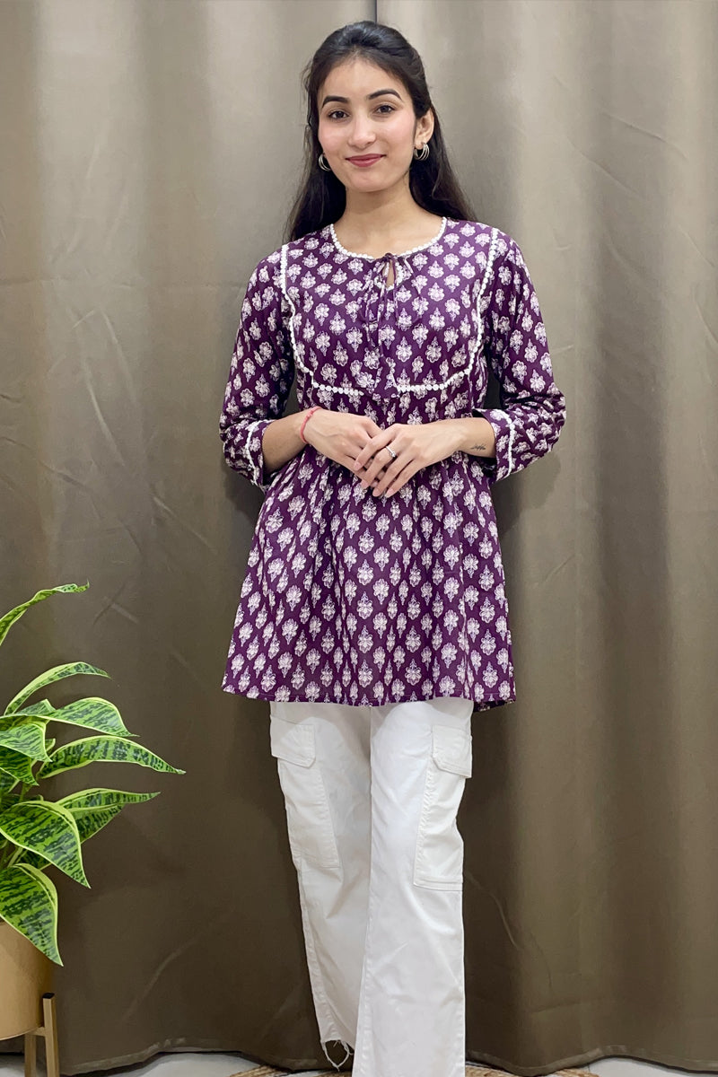 Noorvi Voilet Blossom Kurti