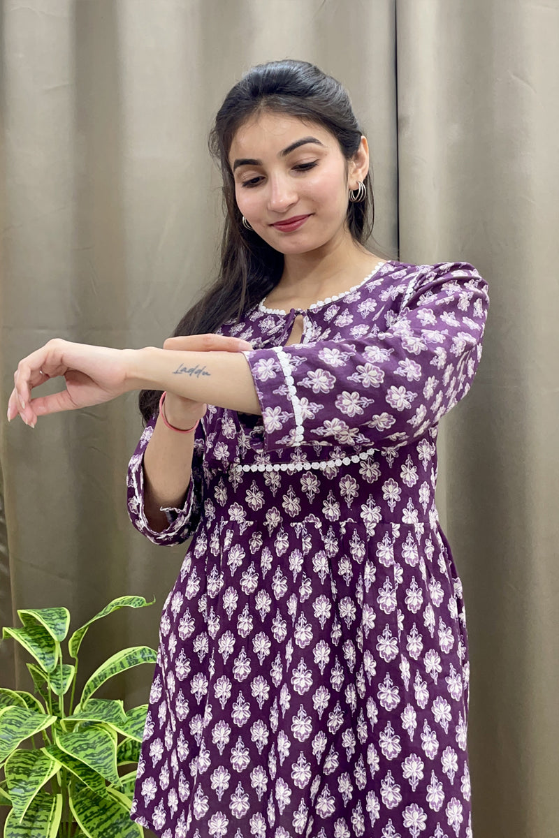 Noorvi Voilet Blossom Kurti