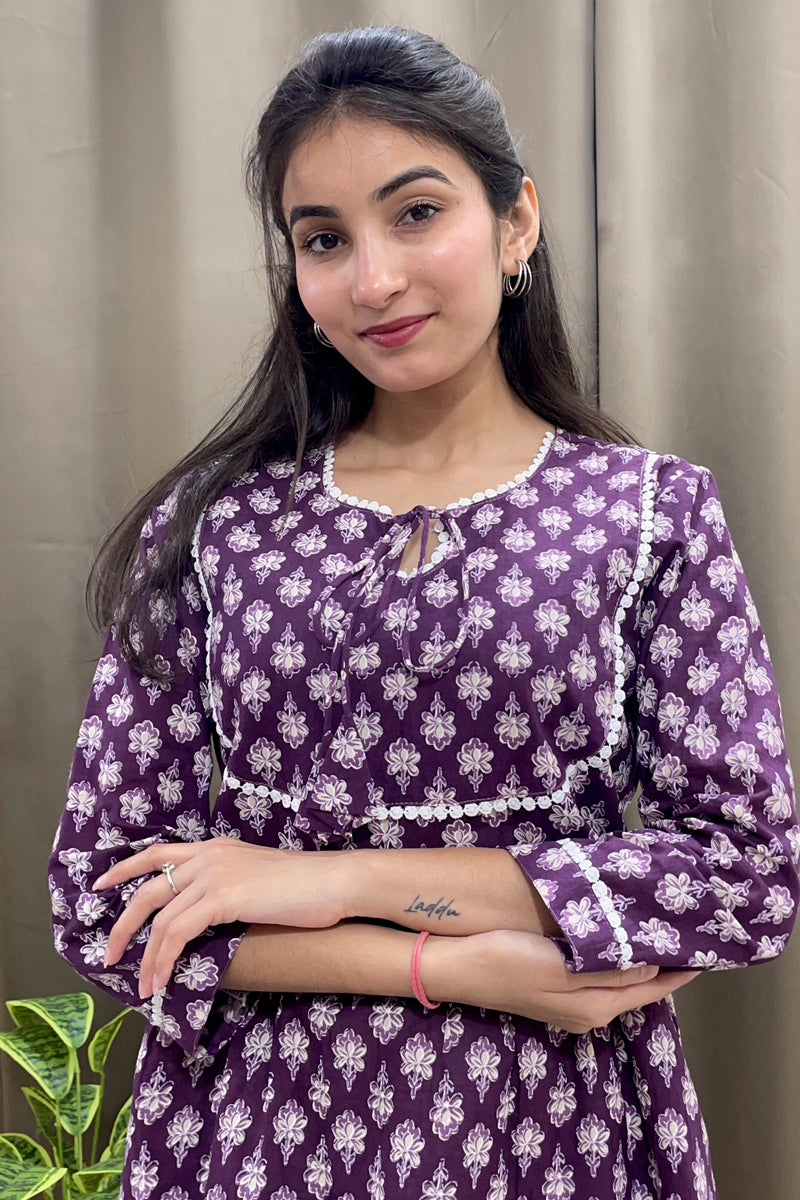 Noorvi Voilet Blossom Kurti