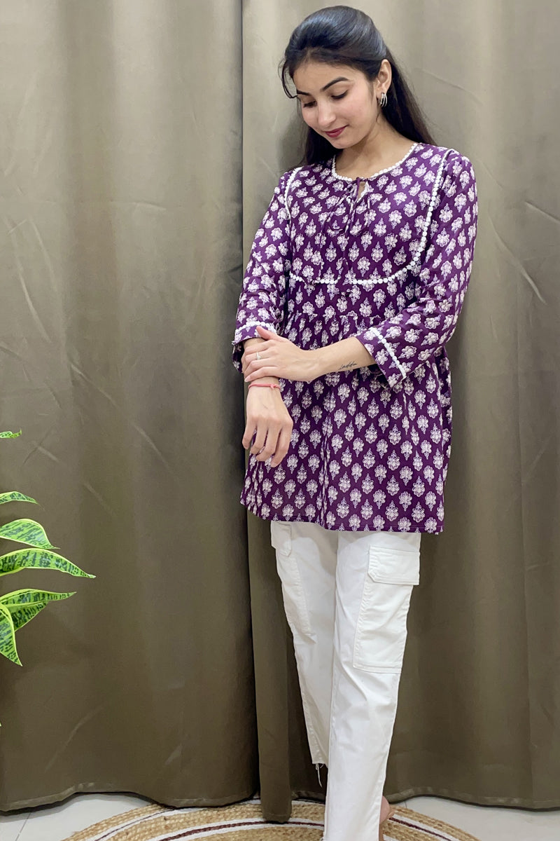 Noorvi Voilet Blossom Kurti