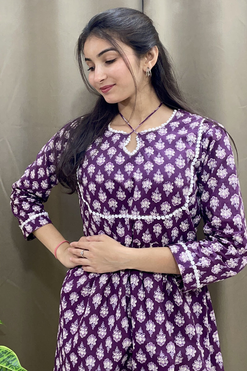 Noorvi Voilet Blossom Kurti