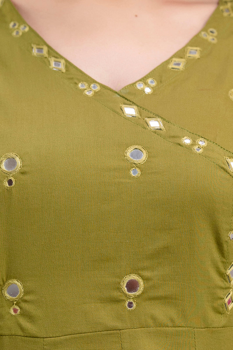 Olivia Olive Green Co-Ord Set – Elegant Cotton Kurta & Trouser