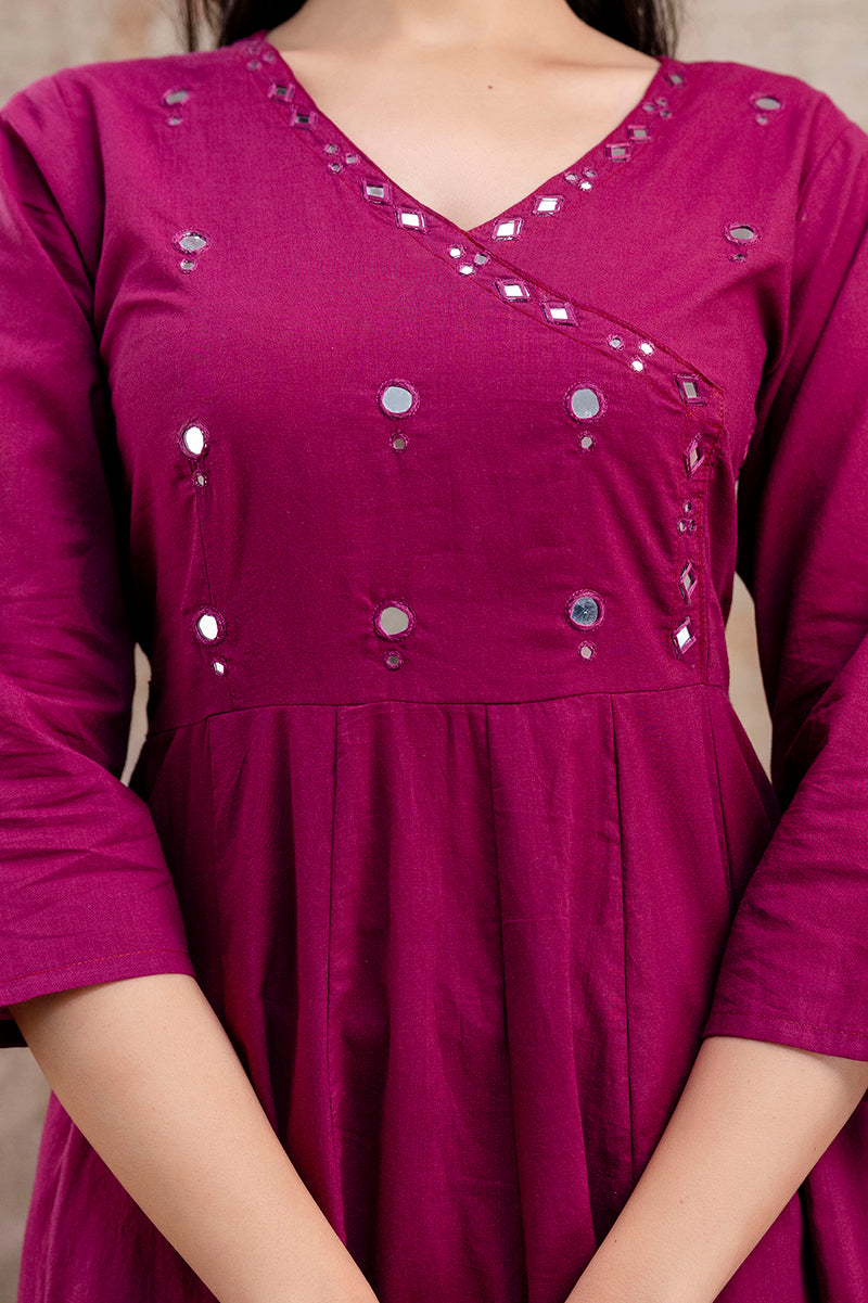 Gulmohar Deep Magenta Co-Ord Set – Elegant Cotton Kurta & Trouser