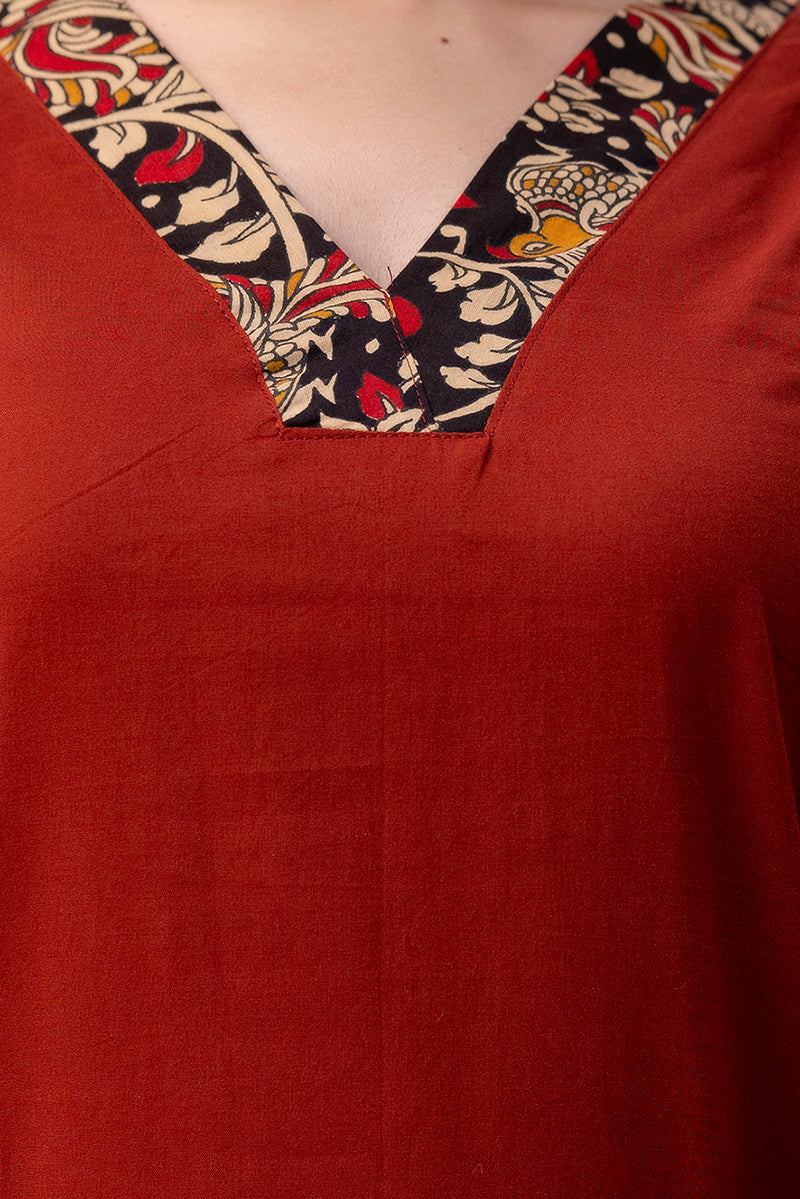 Aarohi Rust Straight Kurti – Elegant Everyday Ethnic Wear