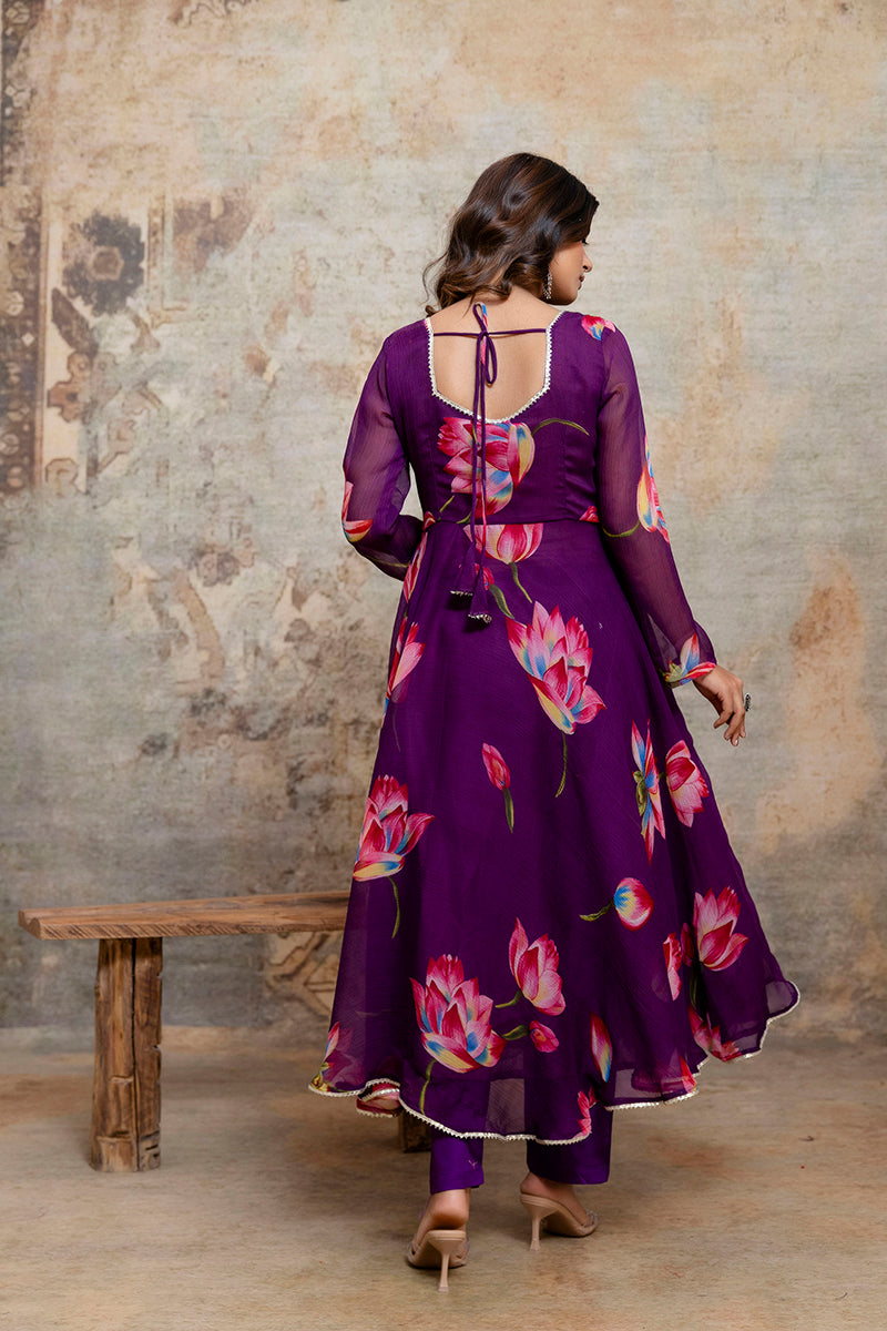 Bloomora Purple Lotus Bloom Anarkali Suit