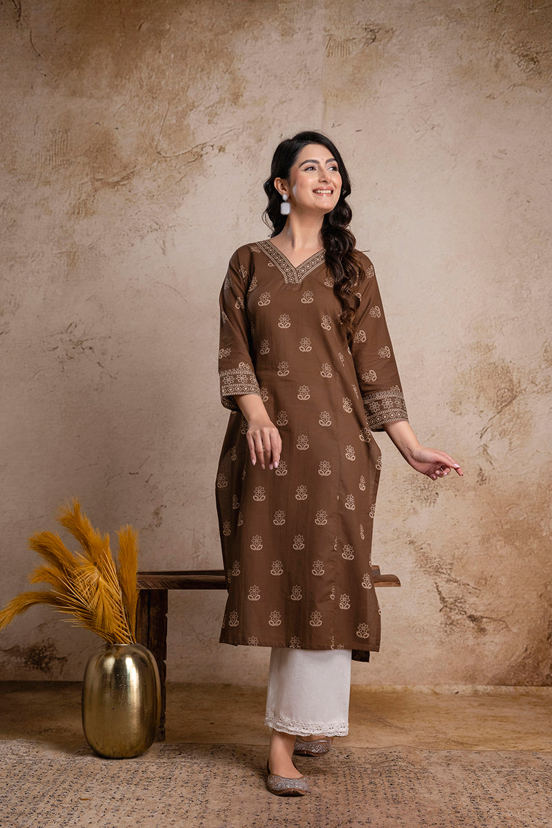 “Amber” The soft brown long kurti