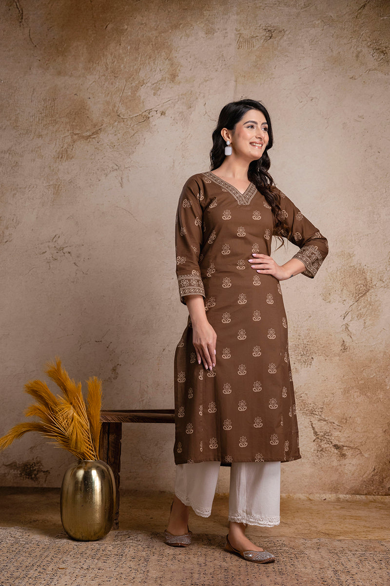 “Amber” The soft brown long kurti
