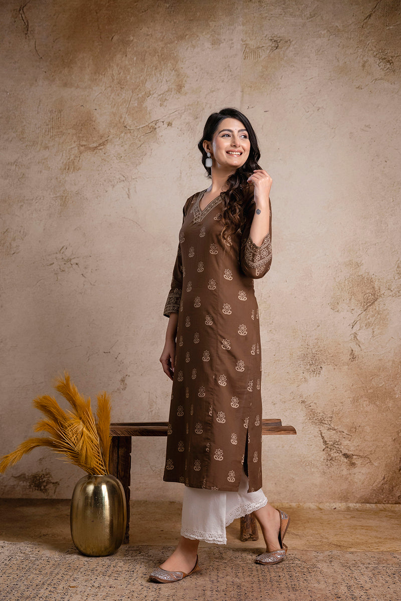 “Amber” The soft brown long kurti