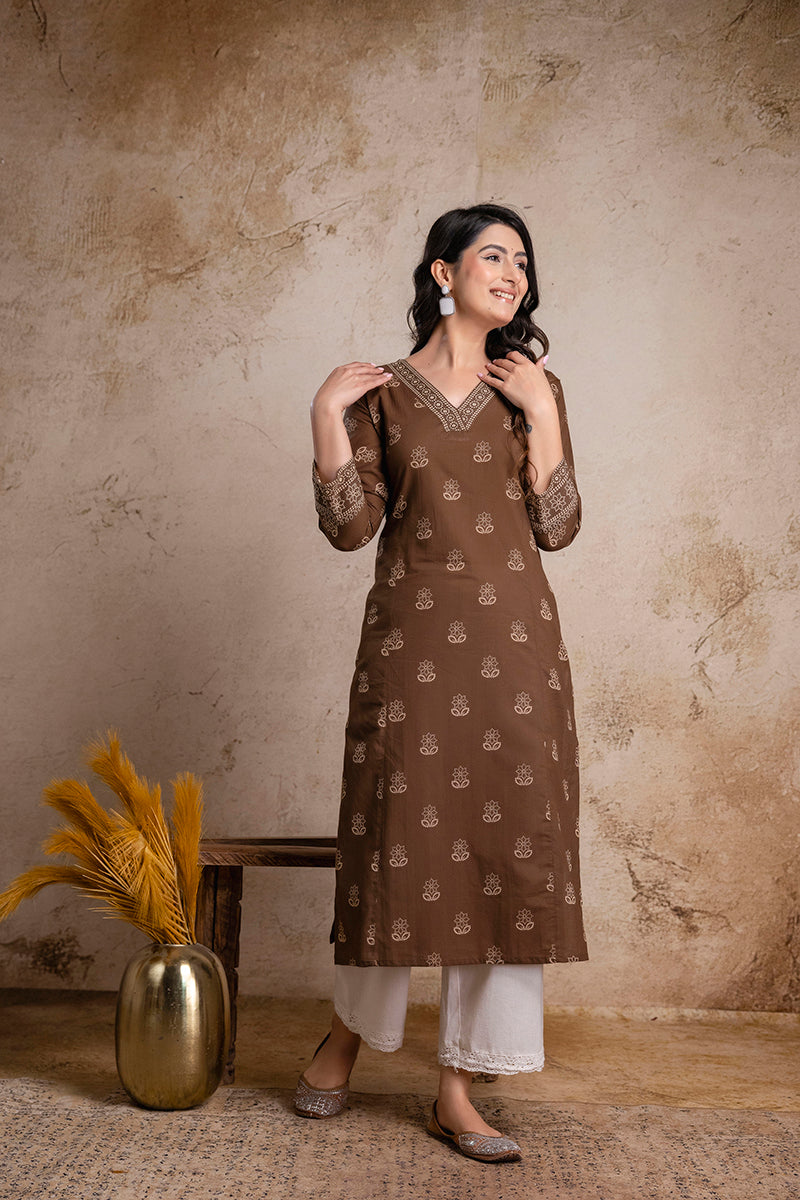 “Amber” The soft brown long kurti