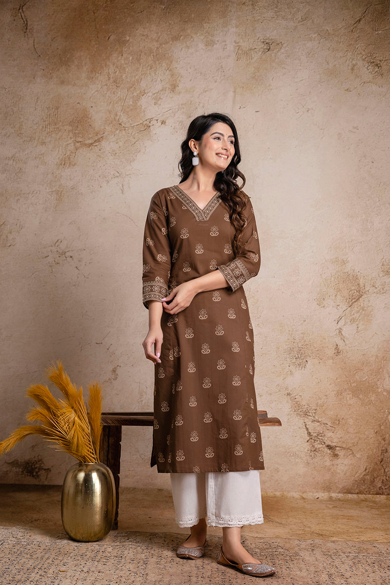 “Amber” The soft brown long kurti