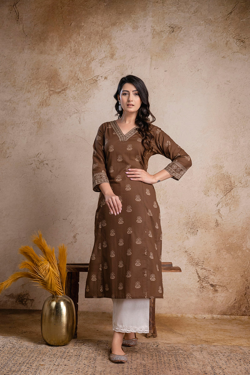 “Amber” The soft brown long kurti