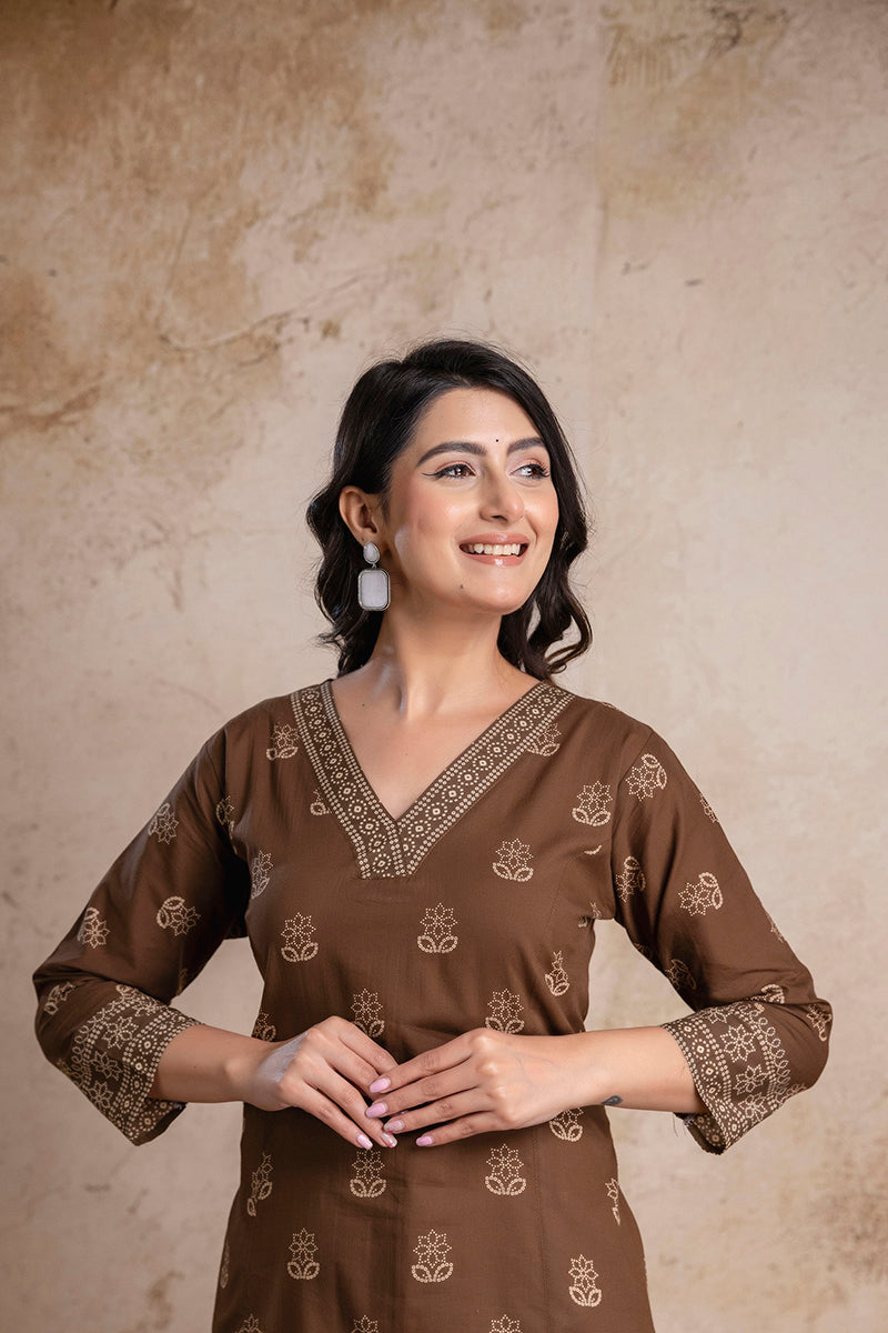 “Amber” The soft brown long kurti