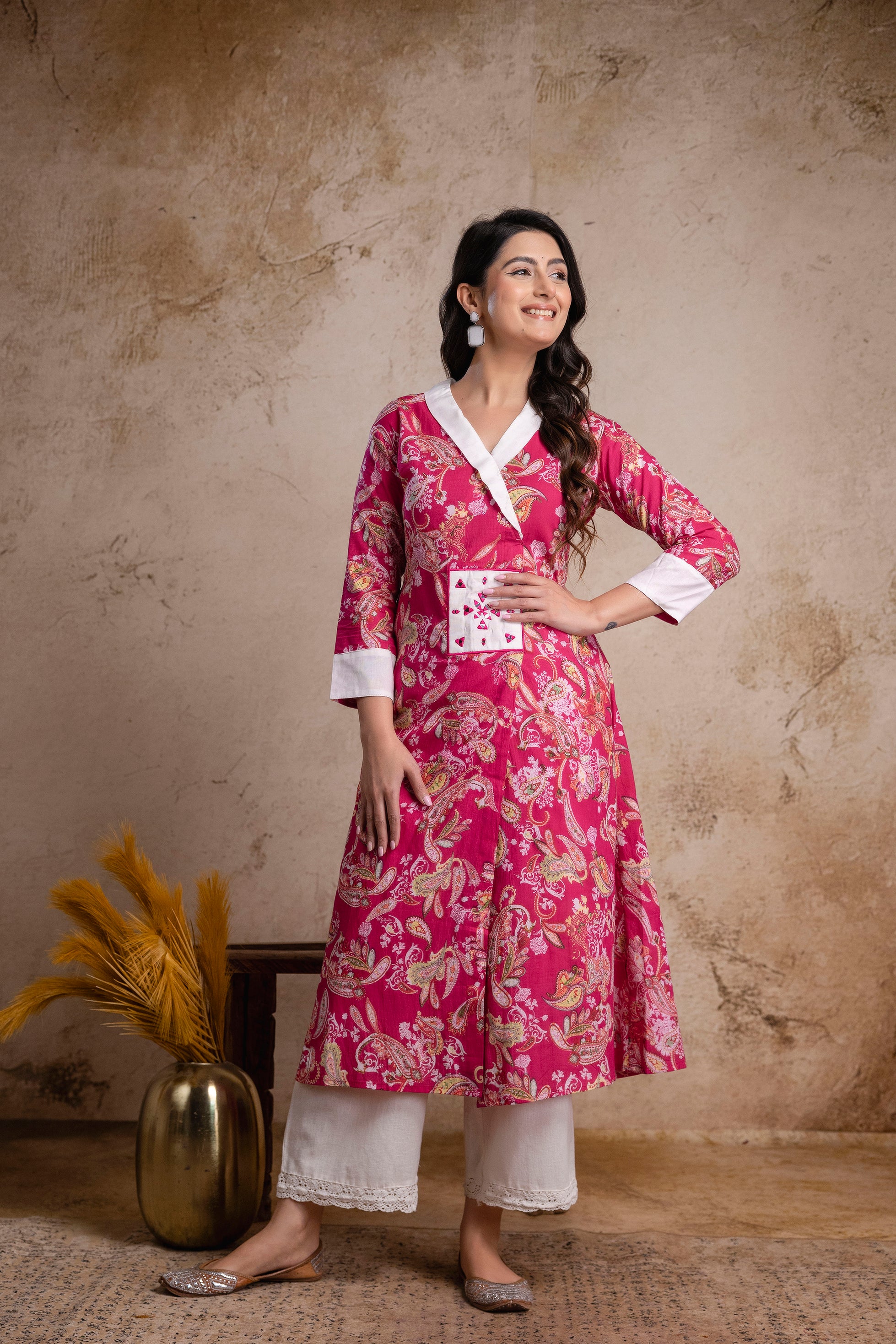 “Gulabo” Rose pink Paisley print cotton kurti