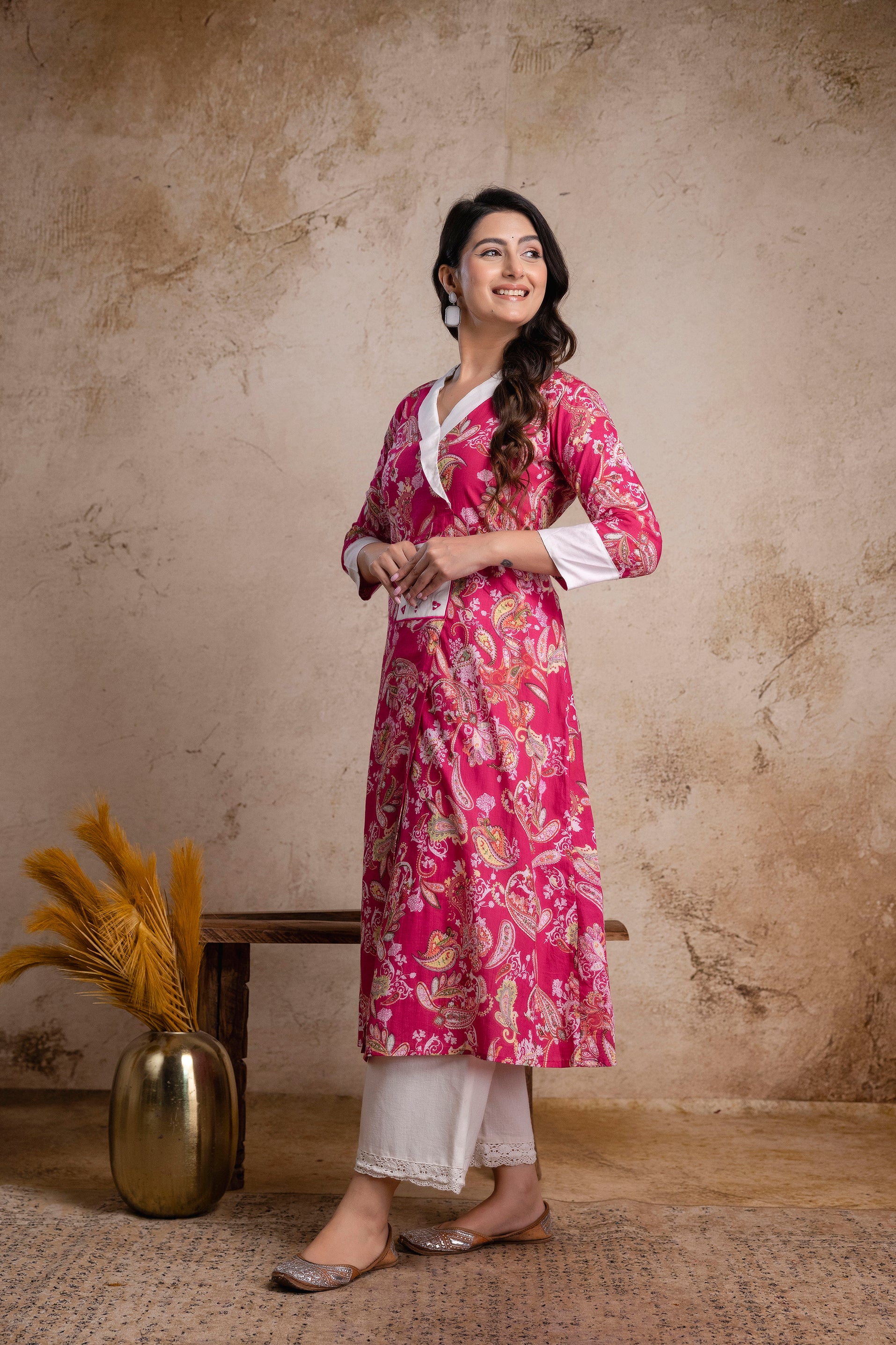“Gulabo” Rose pink Paisley print cotton kurti