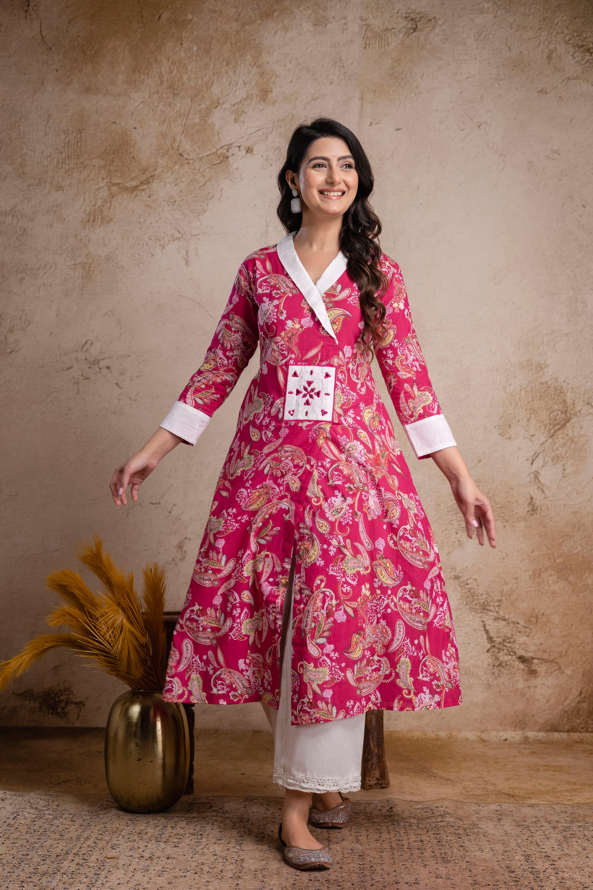 “Gulabo” Rose pink Paisley print cotton kurti