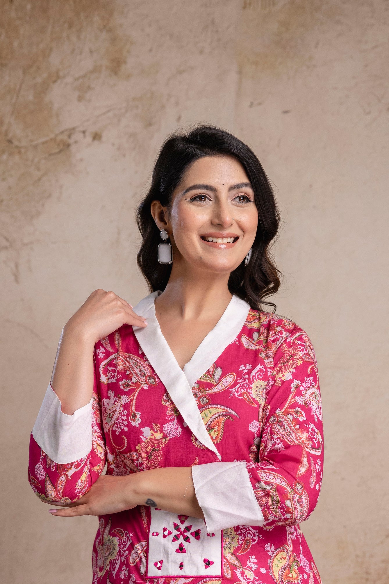 “Gulabo” Rose pink Paisley print cotton kurti