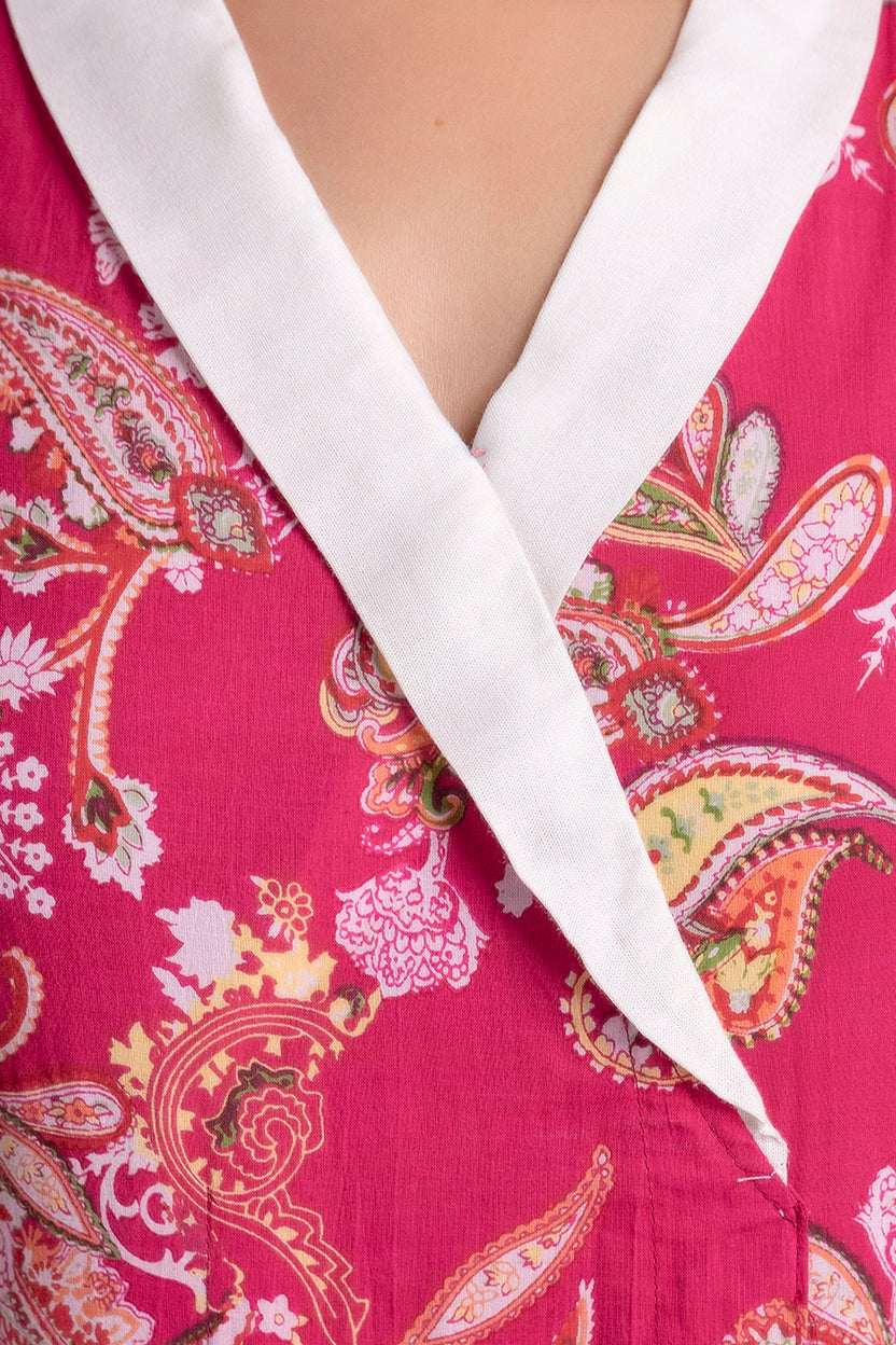 “Gulabo” Rose pink Paisley print cotton kurti