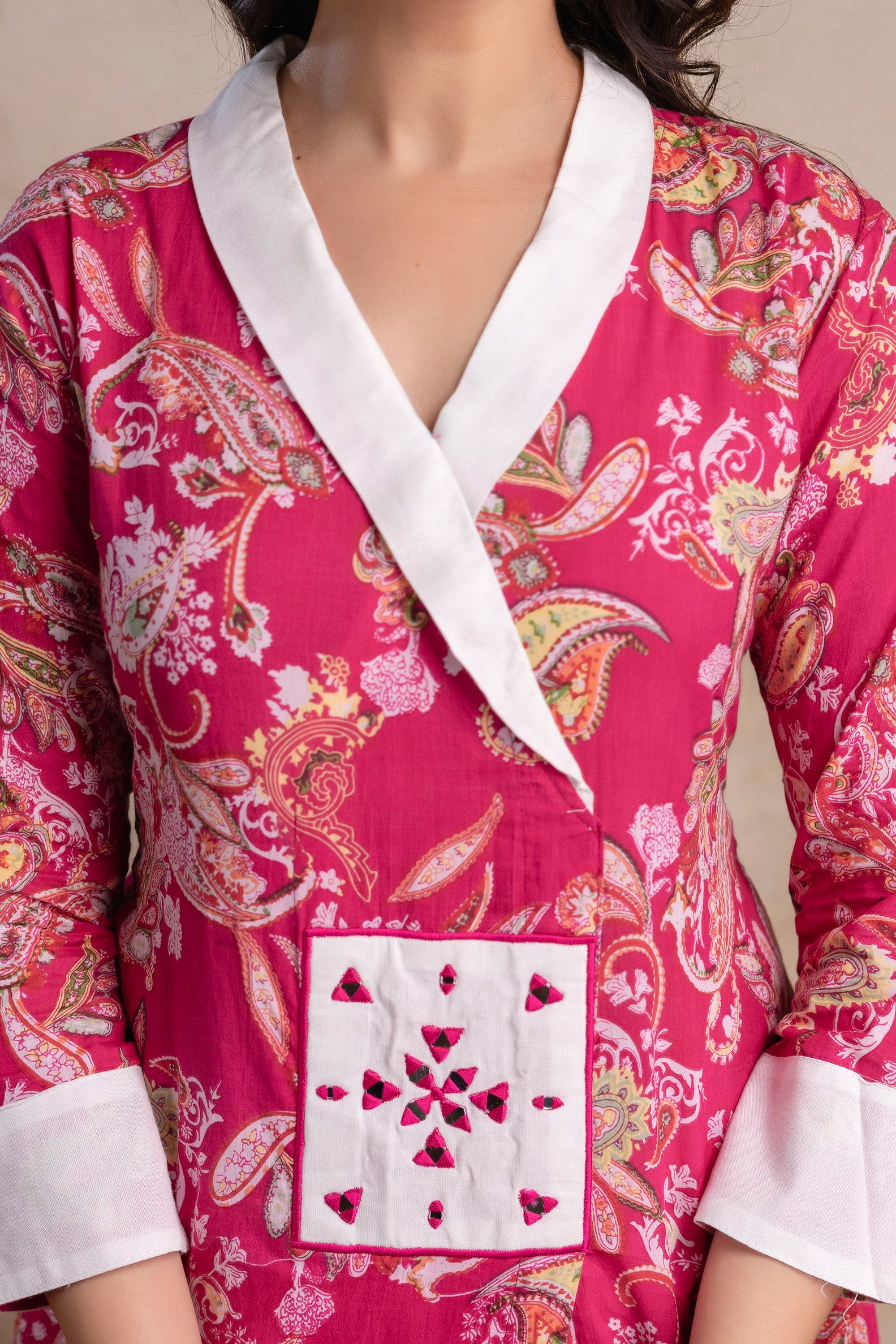 “Gulabo” Rose pink Paisley print cotton kurti