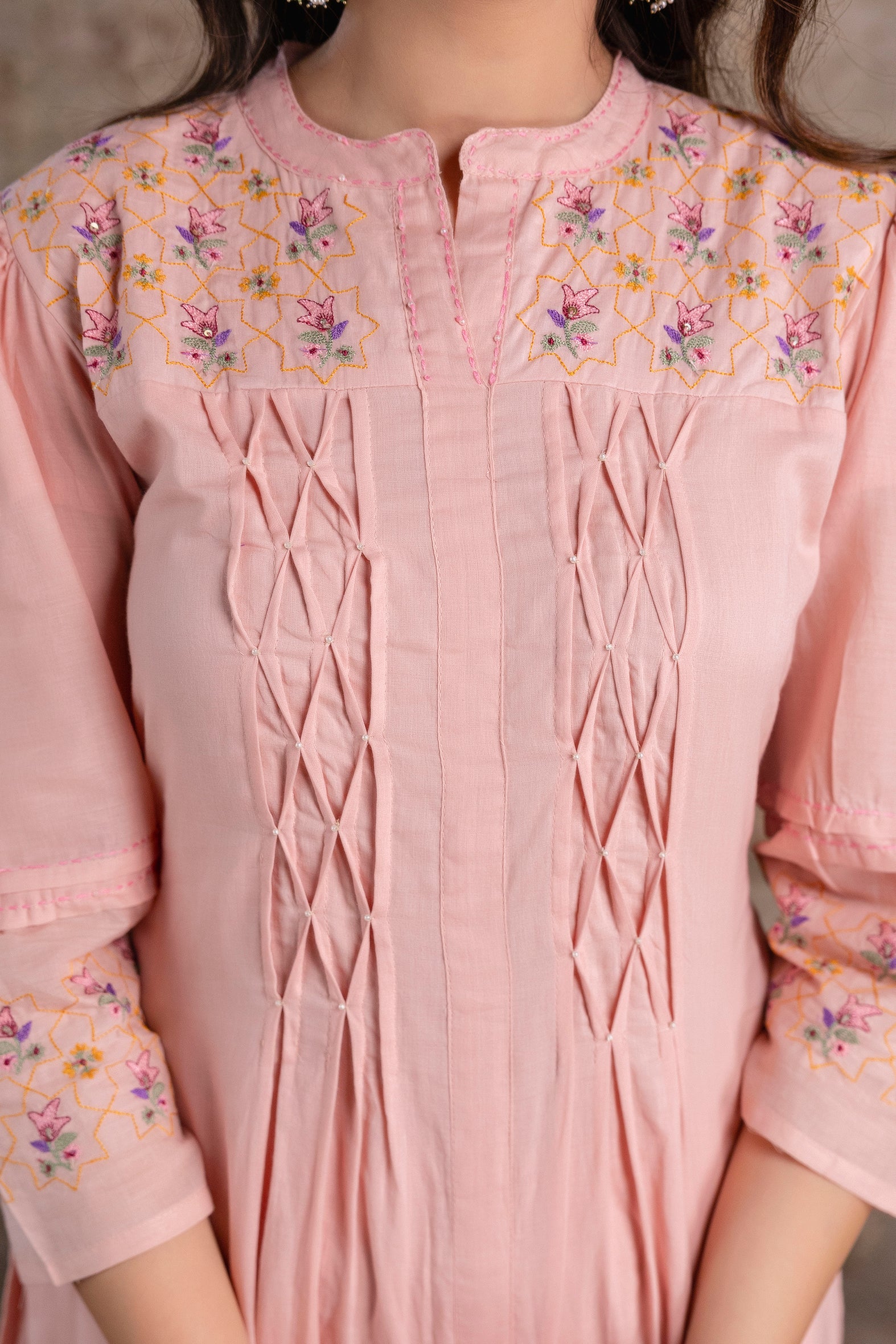 Blush Grace Embroidered Cotton Co-ord  set