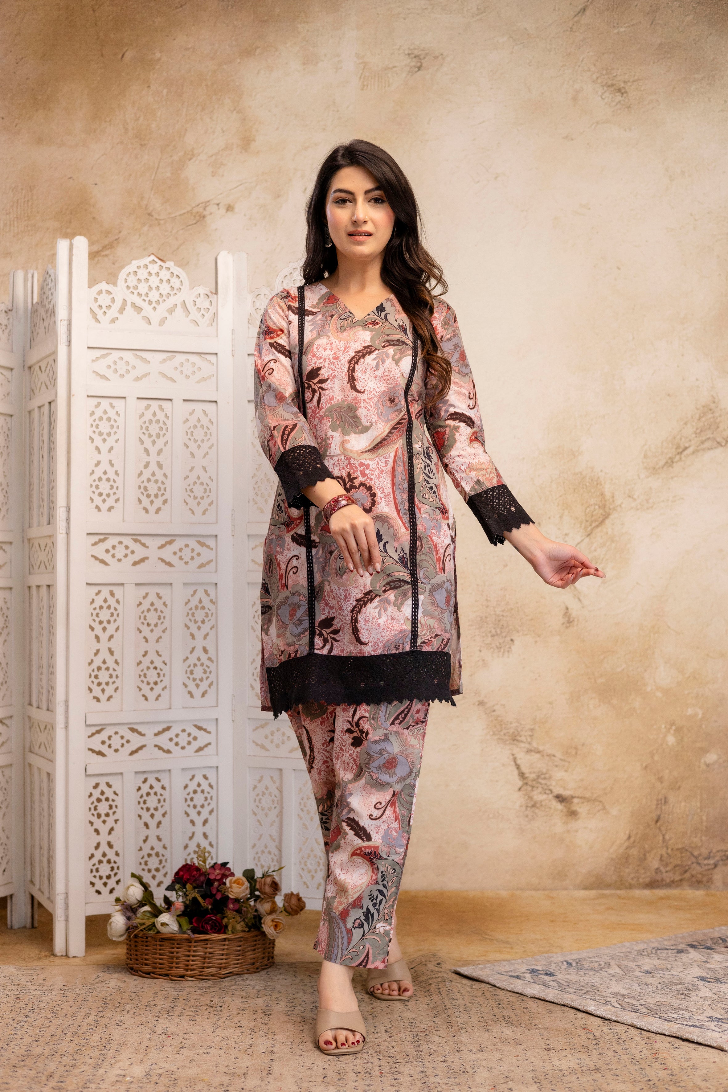 “Noorani” Heritage paisley print co-ord set