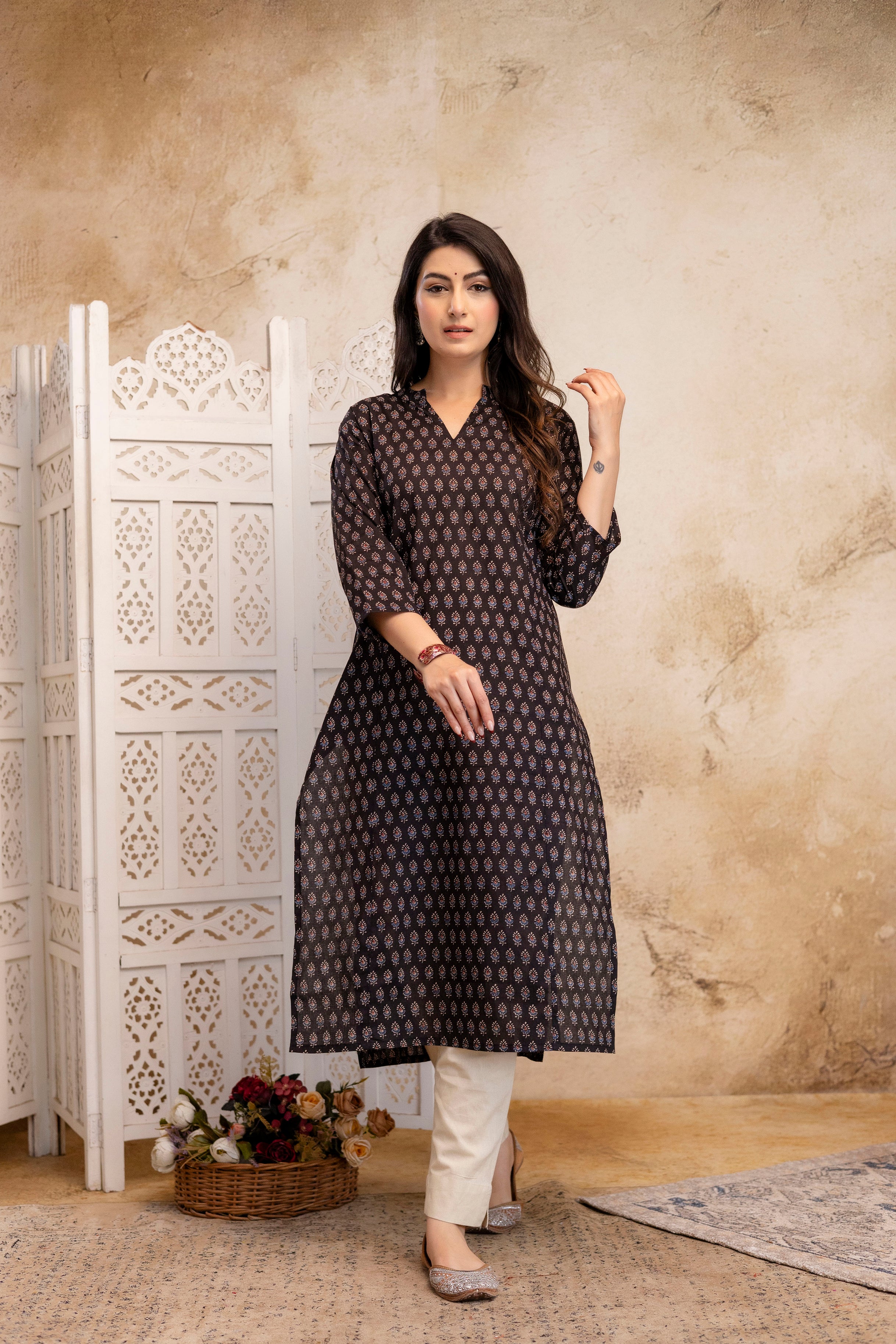 “Kala” Classic Black Handblock Kurti