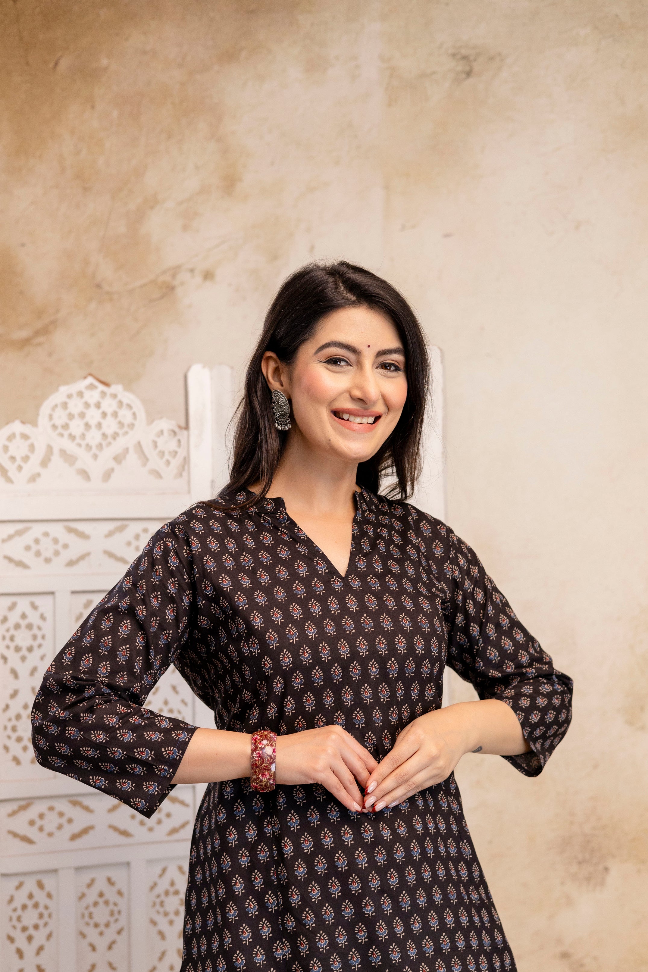 “Kala” Classic Black Handblock Kurti