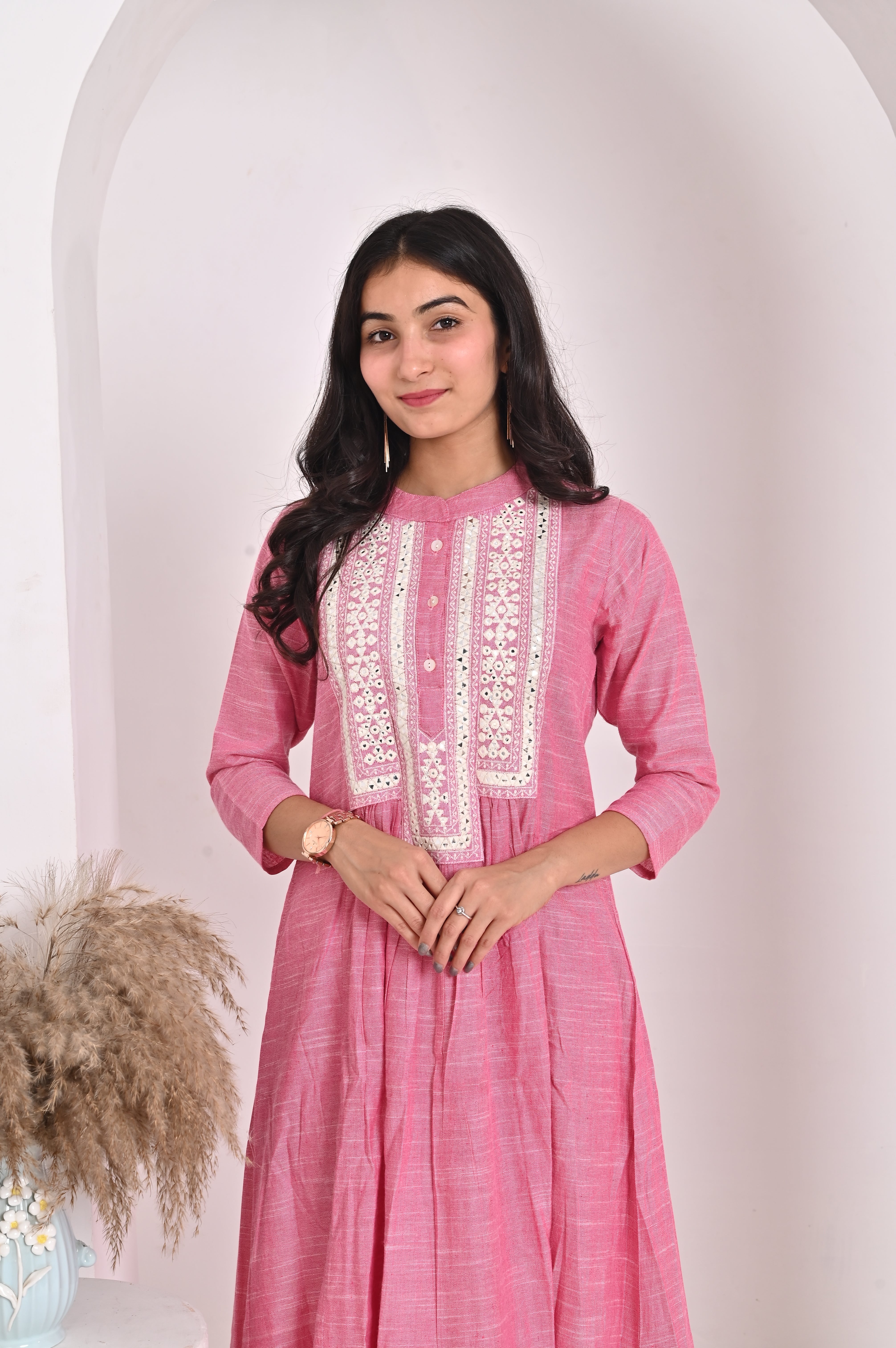 Meher Pink Co-Ord Set – Elegant Blush Anarkali with Palazzo