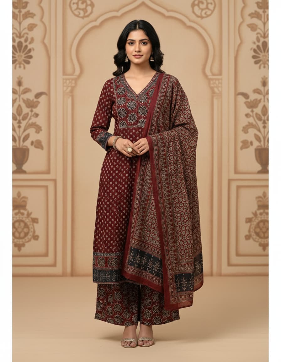 Meherza” 3 Piece Anarkali Suit Set